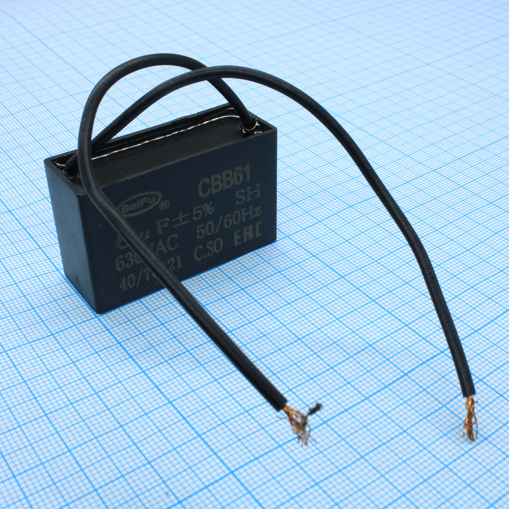 Изображение товара Конденсатор CBB61 6UF 630V металлизированный полипропилен в герметизированном корпусе