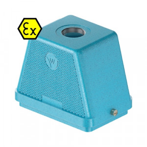 Крышка разъема Ex EX GOT GI48 M40 09IA Z1, Крышка разъема на кабель, типоразмер 48B, взрывозащита, без уплотнителя, 1 отверстие с резьбой для кабельных вводов M40x1,5, с верхним расположением, без защелки (упоры под одну защелку), материал корпуса: цинковый сплав