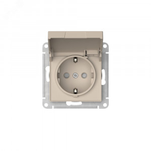 ATLASDESIGN РОЗЕТКА с заземл. со шторк. с крышкой, 16А,IP20,мех., быстрозажимные клеммы, ПЕСОЧНЫЙ ATN001246S