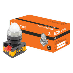 Лампа AL-22 сигнальная d22мм белый неон/230В цилиндр SQ0702-0033