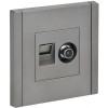 FORTE&PIANO Розетка двойная TV+RJ45 кат.5E FP536 сталь IEK FP-AK20-1-K46