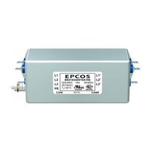 B84143A0010A166, Фильтр линии питания ЭМС 50Гц/60Гц 10A 520В переменного тока разъем быстрого соединения фланцевое крепление