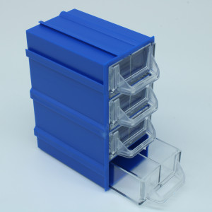 Бокс для р/дет К- 5-В1 прозр/синий, Пластиковый контейнер для хранения крепежа, радиоэлектронных комплектующих, любых небольших деталей