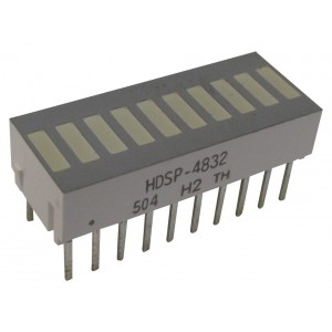 HDSP-4832, 10 сегментный индикатор/3-красных, 4-желтых, 3-зеленых