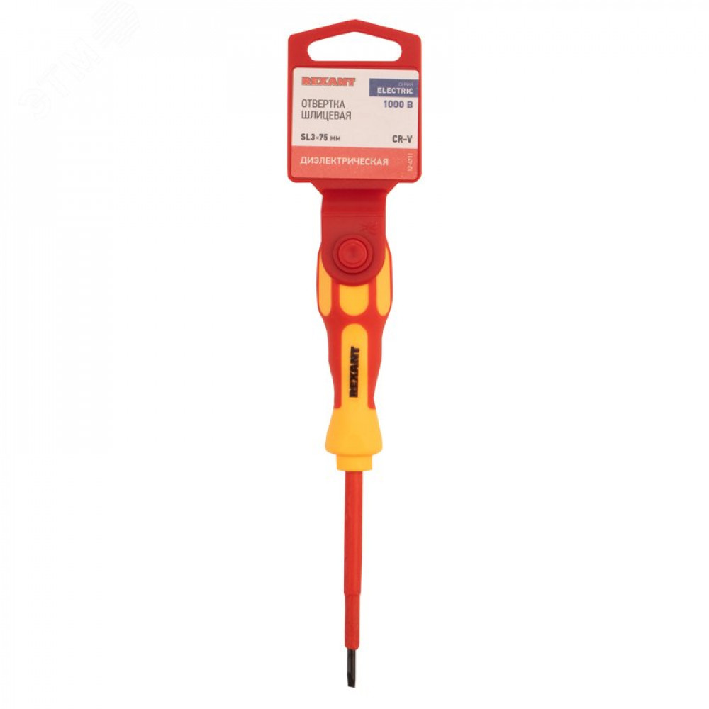 Изображение товара Диэлектрическая отвертка Rexant SL3Х75 с рукояткой для безопасных электромонтажных работ