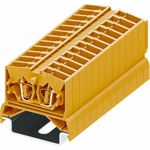 Проходная клемма (MINI) 254372, Проходная клемма, MINI, верхний подвод кабеля, 2 точки подключения, тип фиксации провода: пружинный, номинальное сечение: 2,5 мм кв., 24A, 800V, ширина: 6 мм, цвет: оранжевый, тип монтажа: DIN35