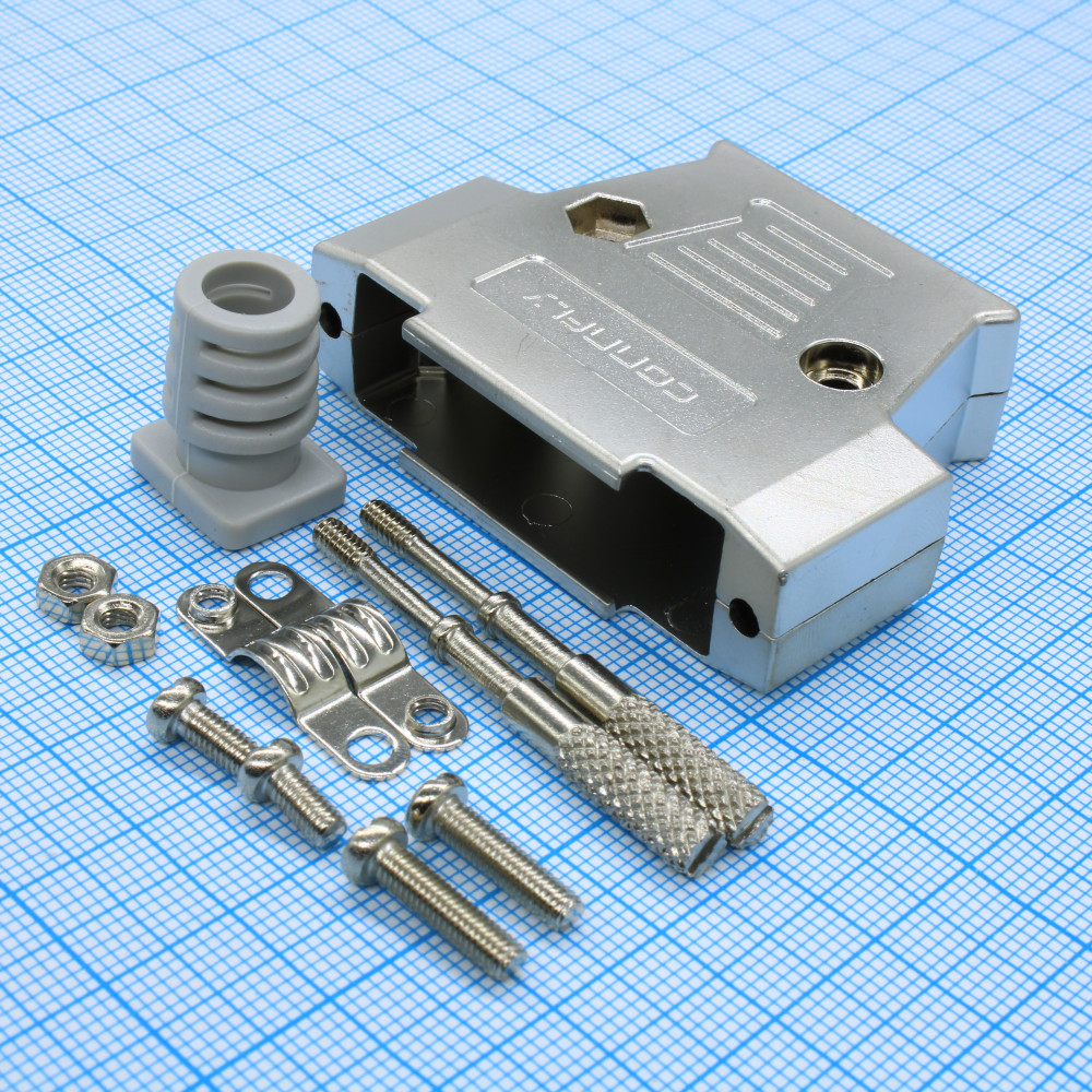 Изображение товара Кожух для разъема D-SUB 25 контактов металл с удлиненными винтами