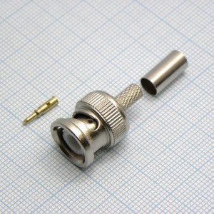 BNC штекер, обжим RG-58, ВЧ разъем