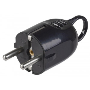 Вилка угловая ВПу12-02-Ст разборная с заземл. с кольцом 16А черн. EVP12-16-01-K02