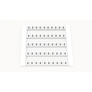 Маркировка (в кассетах) DEK5-50P-19-98Z(H), Кассета с маркировочными шильдиками, для клемм сечением 2,5 мм.кв., боковая, 50 шильдиков, нанесенные символы: B, с вертикальным расположением, размер шильдика: 4,8 x 5,5 мм, цвет: белый