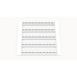 Маркировка (в кассетах) DEK5-50P-19-155Z(H), Кассета с маркировочными шильдиками, для клемм сечением 2,5 мм.кв., боковая, 50 шильдиков, нанесенные символы: PE1, с вертикальным расположением, размер шильдика: 4,8 x 5,5 мм, цвет: белый