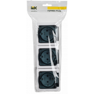 Розетка 3-м ОП Гермес Plus РСб23-3-ГПБд 16А IP54 с заземл. с дым. крышкой бел. ERMP32-K03-16-54-EC