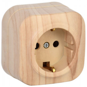 Розетка 1-м ОП GLORY РС20-3-ХС 16А с заземл. сосна ERH11-K34-16