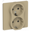 FLITE Розетка 2-местная с заземлением с защитными шторками безвинтовое крепление 16А в сборе РСш12-1-К-ФлХ хаки IEK FI-R24C-16-1-K59