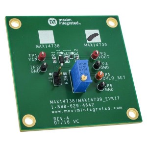 MAX14739EVKIT#, Средства разработки интегральных схем (ИС) управления питанием Evkit for High current OVP with adjustable OVLO