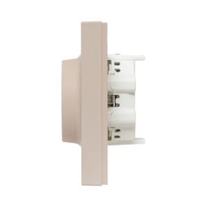 Механизм розетки двойной, 16А, с заземлением, без шторок, с рамкой, кремовый Эпика EKF UP1-SOI-210