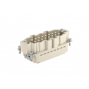 Вилочная контактная вставка HE-016-MS, Вилочная контактная вставка, пружинная фиксация, 16 полюсов + PE, типоразмер 16A, 500V, 16A, сечение обслуживаемых проводников 0,14-2,5 мм кв, тип покрытия контактов: серебро