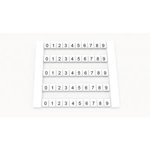 Маркировка (в кассетах) DEK5-50P-19-68Z(H), Кассета с маркировочными шильдиками, для клемм сечением 2,5 мм.кв., боковая, 50 шильдиков, нанесенные символы: 0...9, с вертикальным расположением, размер шильдика: 4,8 x 5,5 мм, цвет: белый