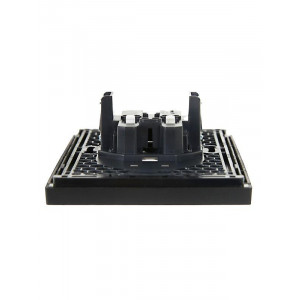 FORTE&PIANO Розетка 2-местная без заземления с защитными шторками безвинтовое крепление 10А FP125 черный IEK FP-R23-10-1-K02