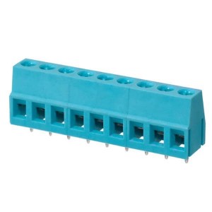 TB004-508-09BE, Фиксированные клеммные колодки Terminal block, screw type, 5.08 , horizontal, 9 poles, CUI Blue, slotted screw, PCB mount
