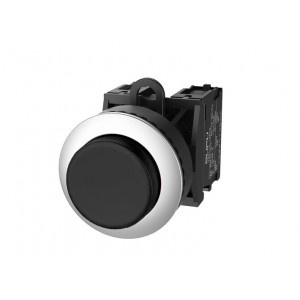 Кнопка выпуклая (черная) TS2020-0DM60, Кнопка круглая выпуклая, без блокировки, без подсветки, утопленное алюминиевое переднее кольцо, без контактной группы, диаметр головки кнопки 36 мм, диаметр посадочного отверстия: 22 мм, цвет: черный