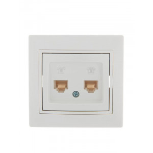 Розетка телефонная 2-м СП Mira RJ11 бел./бел. 701-0202-138