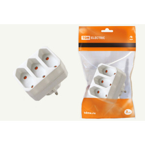 Блок на 3 гнезда 2П 2,5 А 250 B под плоскую вилку белый SQ1806-0205