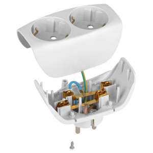 Разветвитель 2-м с заземл. 16А IP20 SP-2e-W защ. шторки бел. C0045528