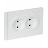 FORTE&PIANO Розетка 2-местная без заземления с защитными шторками безвинтовое крепление 10А FP225 белый IEK FP-R23-10-1-K01