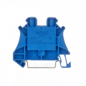 Клемма проходная винтовой зажим 2 точки подключения 6кв.мм син. TUR-6-BU