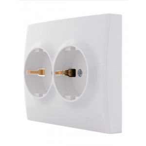 Розетка 2-м СП Karina с заземл. термопласт бел. 707-0200-127B