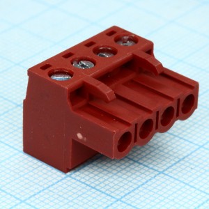 2EDGKF-5.0-04P-16-00A(H), Блок соединительный винтовой 4 контакта шаг 5.0мм красный