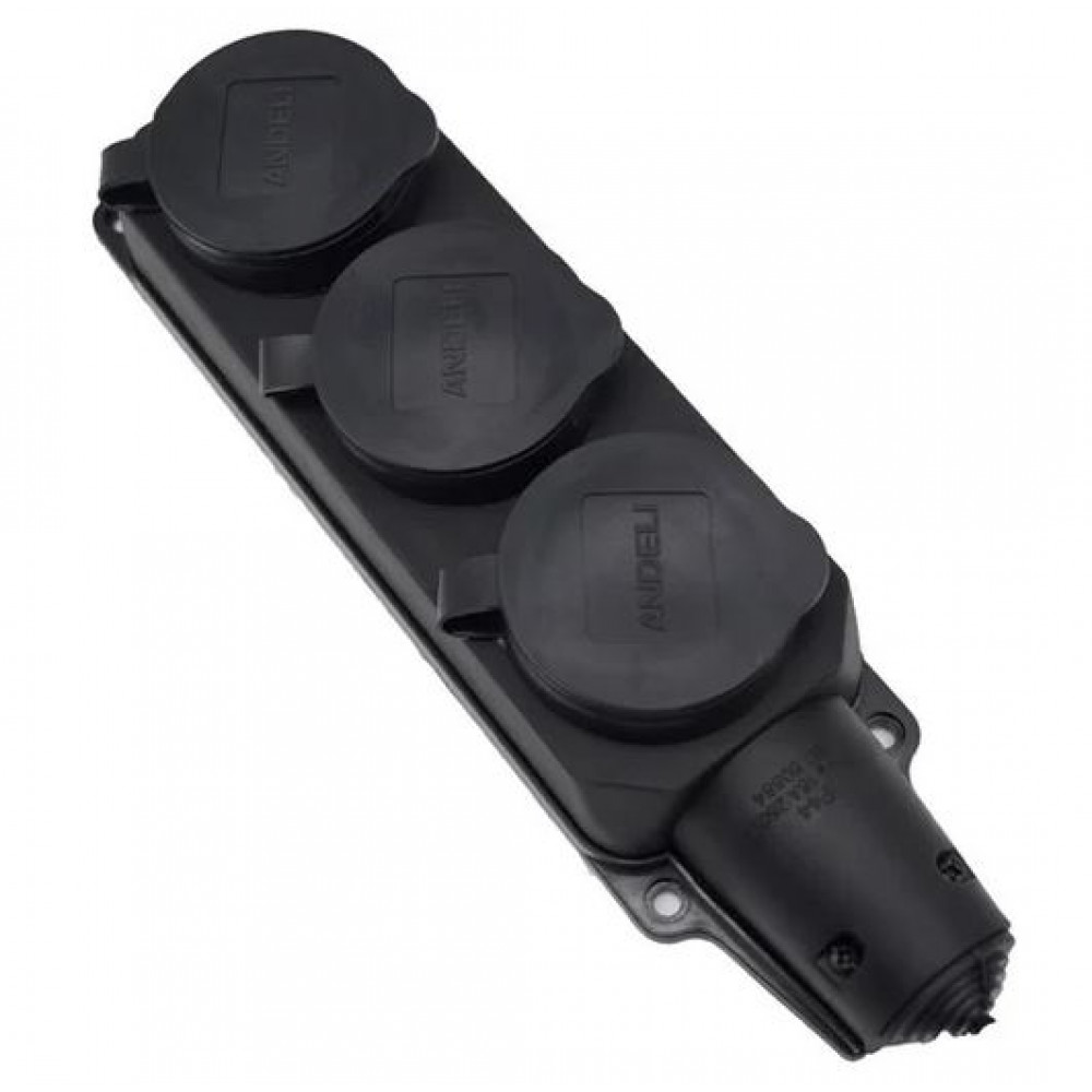 Изображение товара Розетка трехместная с заглушками каучук AM-K03