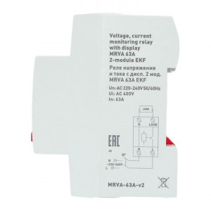Реле напряжения и тока с дисп. 2 мод. MRVA 63A EKF MRVA-63A-v2