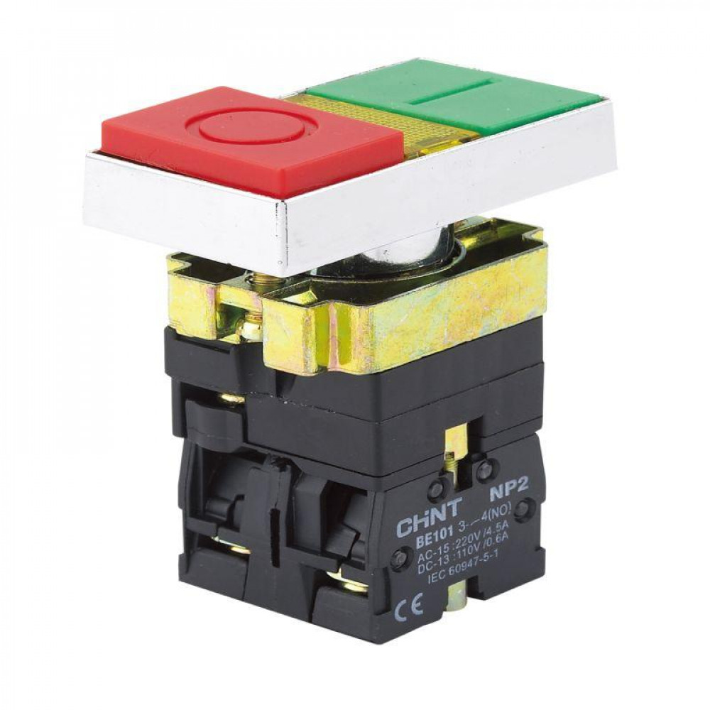 Изображение товара Кнопка двойная NP2-BW8465 AC 230В LED IP40 для электроточек