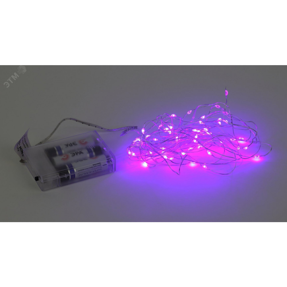 Изображение товара Гирлянда LED ENIN -5NP 5 метров сиреневая, батарейки АА, навесная