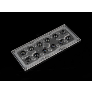 ALHB173D12LED60GR, Групповая прямоугольная линза 2x6 на 12 светодиодов 3030/3535/5050, эфф=93%, 60°(круг), 173x71.4mm   H:7,95mm, PMMA