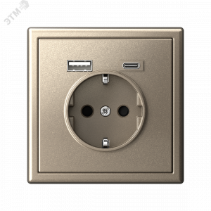 ARTGALLERY розетка 16А с 2 USB A+C, 5В/2,4А/3,0А, 2х5В/1,5А, механизм, шампань GAL000532