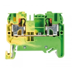 Клемма заземл WTP 2,5/4 PE, Заземляющая клемма, тип фиксации провода: push in, номинальное сечение: 2,5/4 мм кв., 800V, ширина: 5 мм, цвет: желто-зеленый, тип монтажа: DIN 35