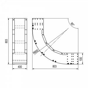 Угол листовой вертикальный внутренний 90 градусов 100х400 R600 USID614