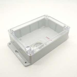 G214CMF, Герметичный корпус из поликарбоната с прозрачной крышкой и фланцем, IP65, светло-серый