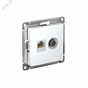 Розетка компьютерная + телевизионная 2-м AtlasDesign RJ45 кат.5E + TV механизм бел. SE ATN000189