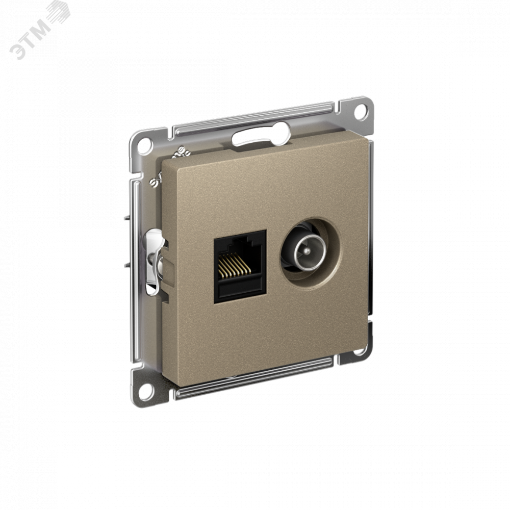 Изображение товара Розетка компьютерная телевизионная AtlasDesign шампань RJ45 TV двойная