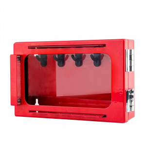 gwrX24, Бокс групповой стальной настенный, количество крюков внутри – 5, 230х150х90 мм, цвет – красный, 1 шт/упак