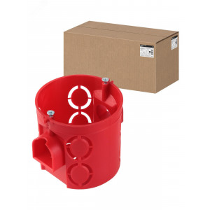 Установочная коробка СП D68х62мм, углубленная, саморезы, стыковочные узлы, красная, IP20, SQ1402-1106