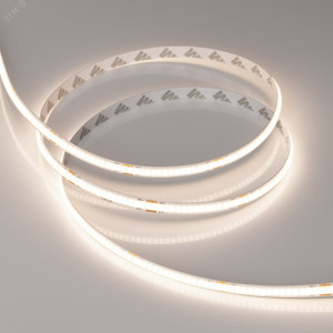 Лента COB-X320-8mm 24V Day4000(8 W/m, IP20, CSP, 5m) 039021, Лента COB сплошной засветки без видимых светодиодов. Светодиоды CSP 320 шт/м. Цвет свечения ДНЕВНОЙ 4000K, высокий индекс цветопередачи CRI>90, световой поток 650 лм/м, угол 175°. Мощность 8 Вт/м, питание 24 В. Размеры 5000х8х2 мм. Мин.отрезок 50 мм. Скот