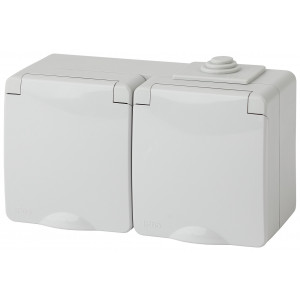 Розетка 2-м ОП Эксперт 11-2603-03 16А IP65 горизонт. 250В 2х2P+E сер. Б0035991