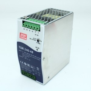 TDR-240-48, AC-DC, 240Вт, ККМ, 3-х фазный, вход 340…550В AC, 47…63/480…780В DC, выход 48В/50A, рег. вых 24…28В,  изоляция 3000В AC, в кожухе на DIN-рейку 63х125.2х113.5мм, -30…+70°С