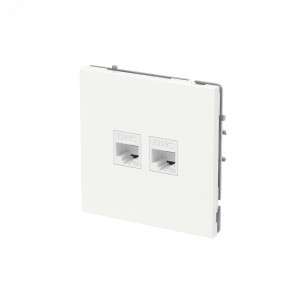 Компьютерная розетка RJ-45 без шторки, кат.6А двойная, KANT, белая магнолия 7000674