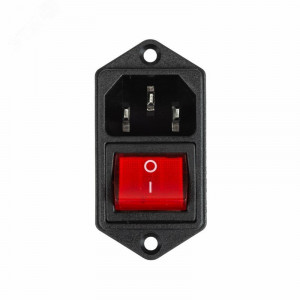 Сетевой разъем на корпус вилка тип C14 с выключателем, Разъем питания серии AC, вилка 3-х полюсная, фланцевое крепление, 6А 250В, с клавишным выключателем с подсветкой